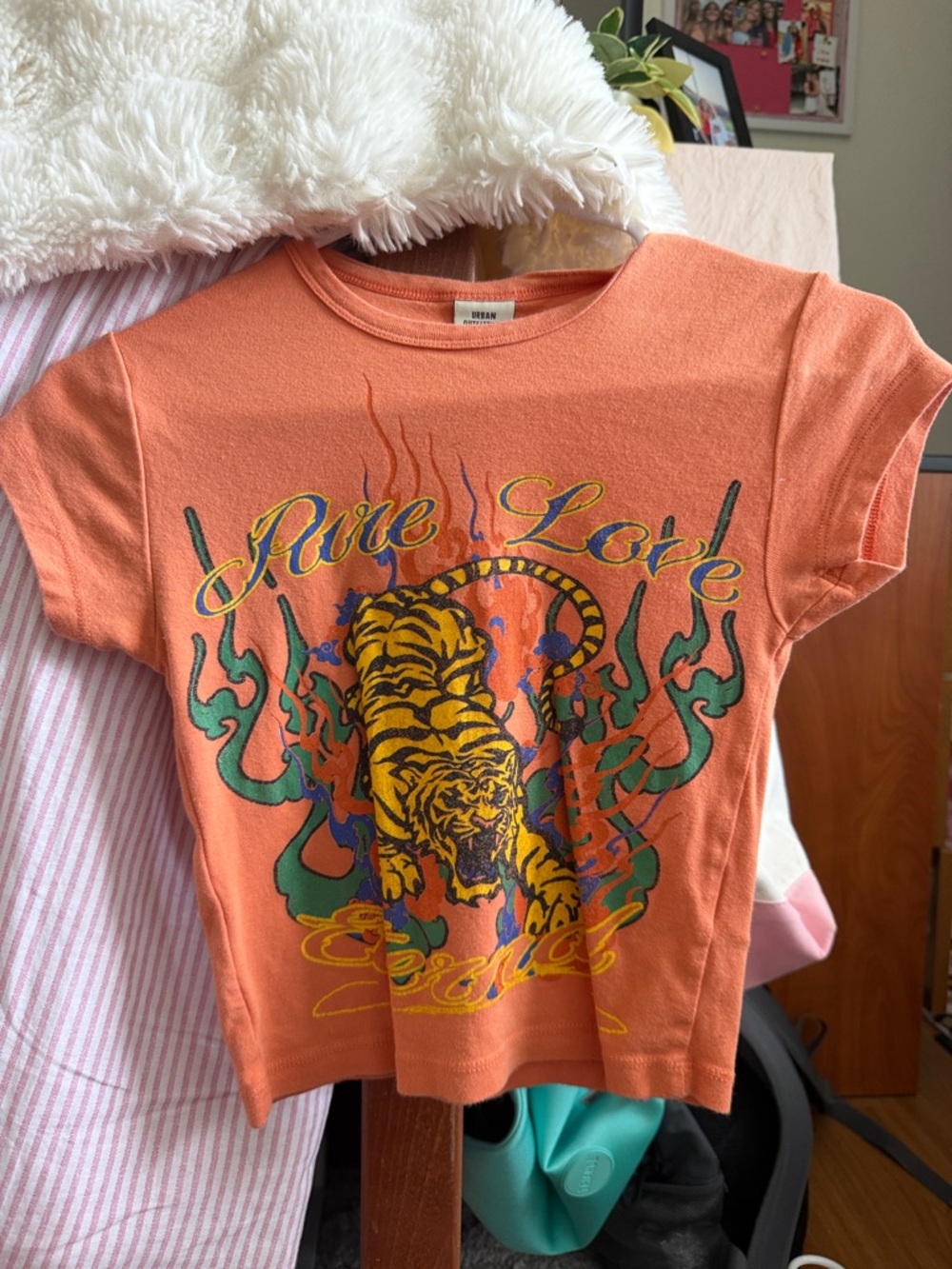 Urban Outfitters Orange 'Pure Love' Tiger Graphic Tee